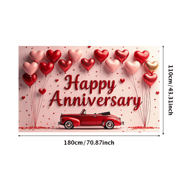 Colorful Happy Anniversary Banner with Balloons and Confetti Backdrop Background Decorations Party Supplies Photography Props Celebration Decor