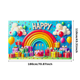 thumbnail image 1 of Colorful Happy Birthday Backdrop Banner with Rainbow Balloons Gifts and Cake Party Supplies Birthday Decoration Photography Props Party Decorations, 1 of 8