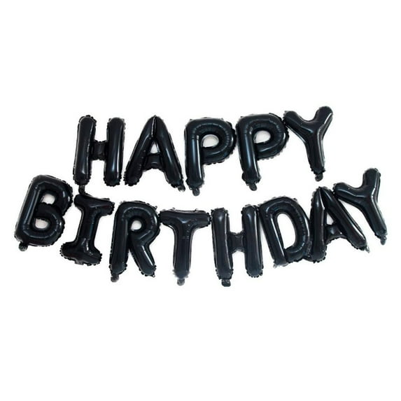 Colorful Happy Birthday Banner 16 Inch Letter Sign Reusable for Party Supplies 2PCS Black