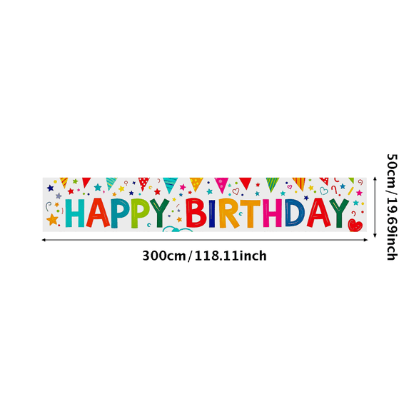Colorful Happy Birthday Banner with Star Heart Elements Backdrop Background Party Supplies Birthday Party Decors Photography Props Birthday Decoration