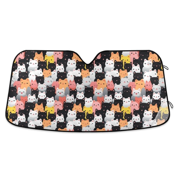 Colorful Happy Cats Car Windshield Sun Shade Foldable Car Front Window Visor Heat and UV Protection 55x27.6