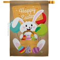 thumbnail image 1 of Colorful Happy Easter Egg with Bunny Springtime Double-Sided Garden Decorative House Flag, Multi Color, 1 of 1