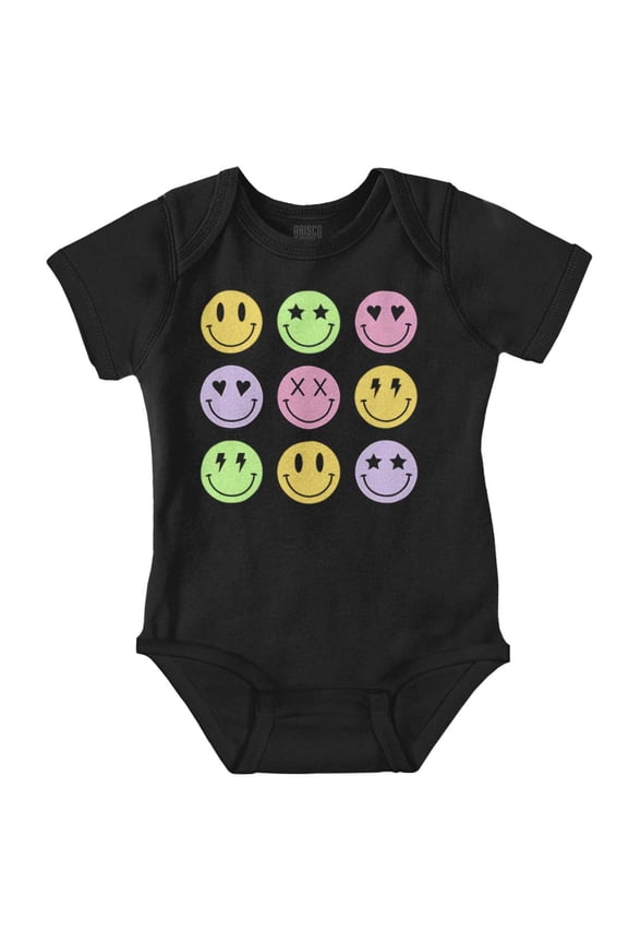 Colorful Happy Face Smile Eyes Romper Boys or Girls Infant Baby Brisco Brands 12M