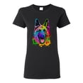 thumbnail image 1 of Colorful Happy German Shepherd Dog Animal Lover Womens Graphic T-Shirt, Black, Small, 1 of 3