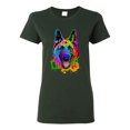thumbnail image 1 of Colorful Happy German Shepherd Dog Animal Lover Womens Graphic T-Shirt, Forest Green, Medium, 1 of 3