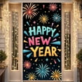 thumbnail image 1 of Colorful Happy New Year Banner Firework Design New Year Banner Star Pattern Festive Holiday Banner for New Year Party Holiday Celebration Indoor Decoration, 1 of 7