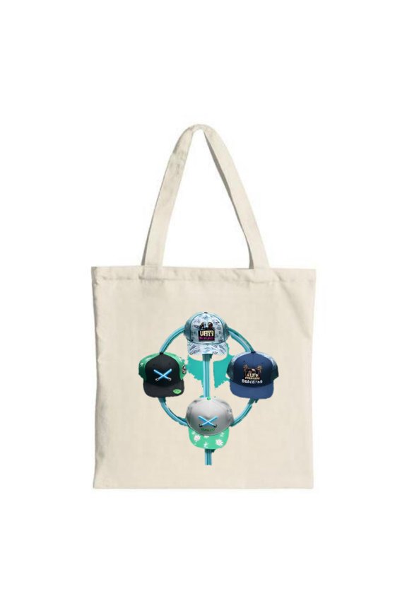 Colorful Hat-Inspired Tote Bag with Whimsical Design on Green Stem - Perfect for Parties Travel and Shopping - Reusable Canvas Bag