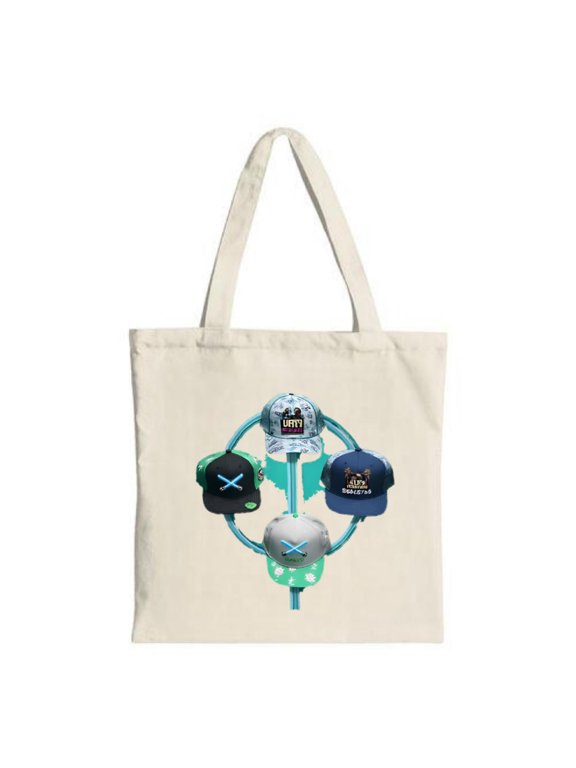 Colorful Hat-Inspired Tote Bag with Whimsical Design on Green Stem - Perfect for Parties Travel and Shopping - Reusable Canvas Bag