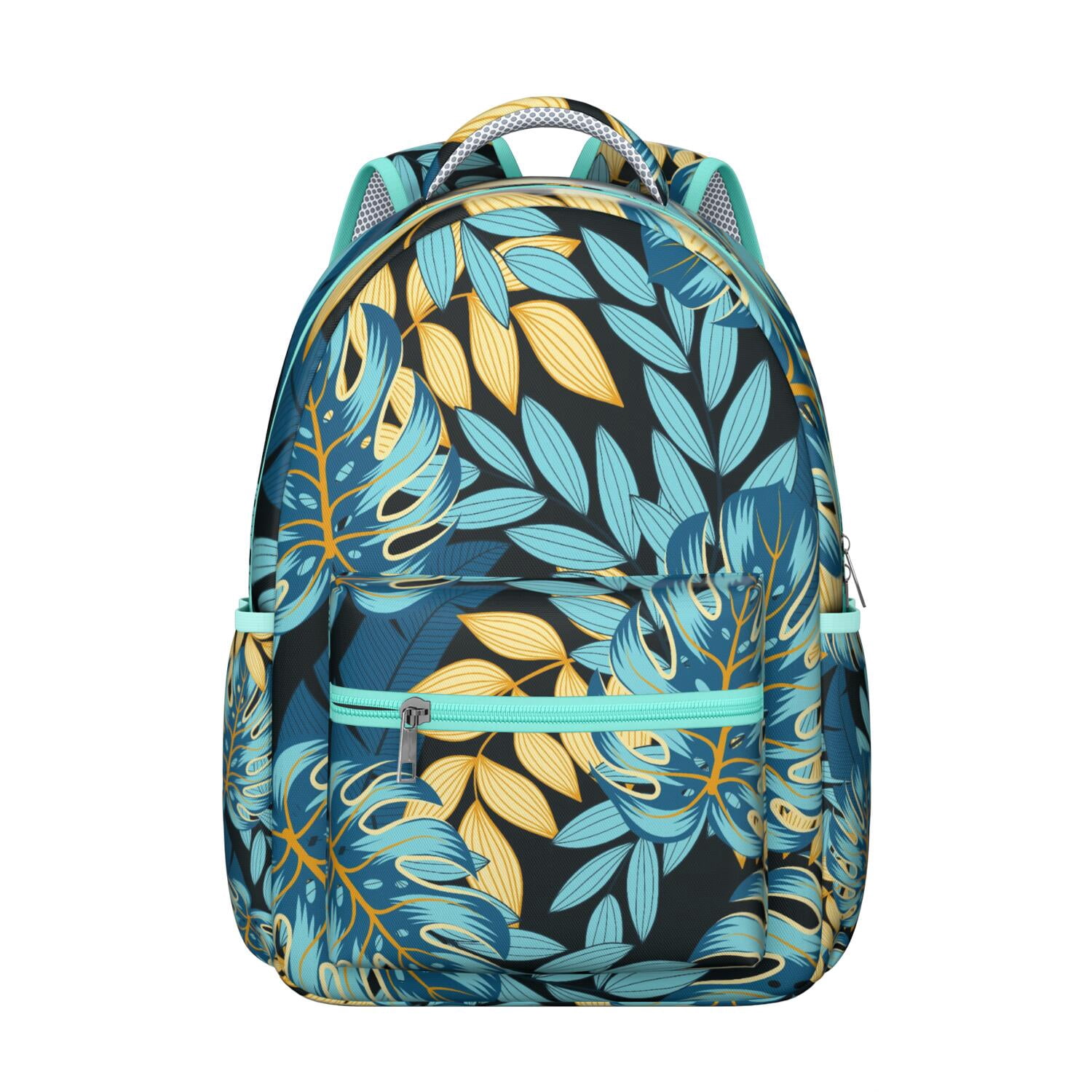 Colorful Leaf Print Backpack Tropical Leaves Drawstring Backpack | Bold&Grit main image 3