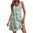 thumbnail image 1 of Colorful Hawaiian Tropical Beach Brunch Dress for Women Summer Fall Sleeveless Vneck Floral Print Midi Knee High Loose Fit Dress Womens 2025 Clothes Fashion M, 1 of 6