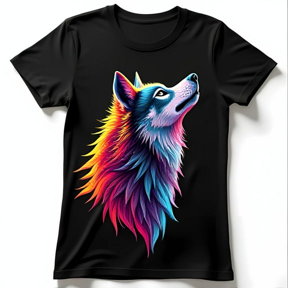Colorful Head Graphic Black T-Shirt for Animal Lovers