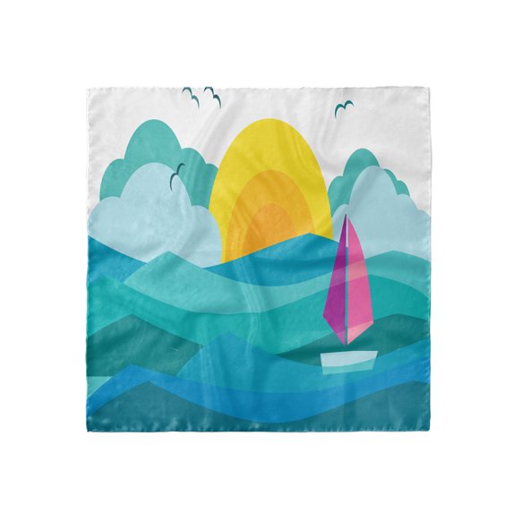 Colorful Head Scarf, Sunny Sea Sail Ship, Head Wrap, 3 Sizes, by Ambesonne