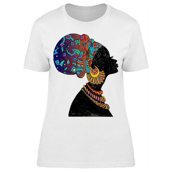 Colorful Head Wrap Black Woman  T-Shirt Women -Image by Shutterstock, Female Large