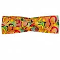 thumbnail image 1 of Colorful Headband, Pattern with 3D Vibrant Colored Ring Shapes on Grunge Striped Rainbow Background, Elastic and Soft Women's Bandana for Sports and Everyday Use, Grey Red Coconut, by Ambesonne, 1 of 3