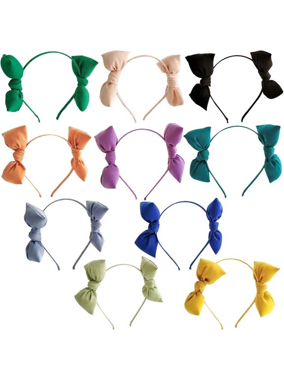 Colorful Headbands,3 Pcs Hair Bow Headbands Randomly,Lovely Double Bow Hairbands Solid Color Bow Headbands/Non Slip Women Twist Knot Headbands Hair Accessories for Women/Girls