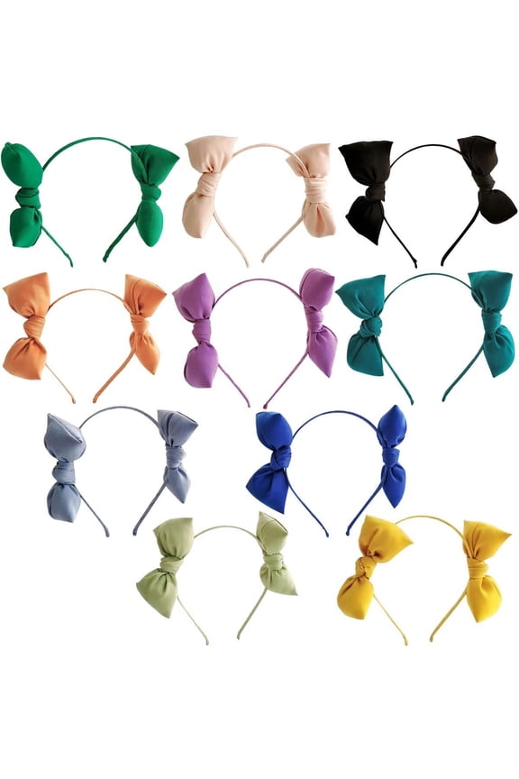 Colorful Headbands,3 Pcs Hair Bow Headbands Randomly,Lovely Double Bow Hairbands Solid Color Bow Headbands/Non Slip Women Twist Knot Headbands Hair Accessories for Women/Girls