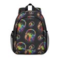 thumbnail image 1 of Colorful Headphone Black Pattern Backpack for School, Cute School Bag with Adjustable Shoulder Straps and Padded Back, 15"x11.42"x5.5", 1 of 5