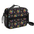 thumbnail image 1 of Colorful Headphone Black Pattern Insulated Lunch Bag with Shoulder Strap and Bottle Holder,Bento School Lunch Bag Box,11x9.5x3.5 Inches, 1 of 5