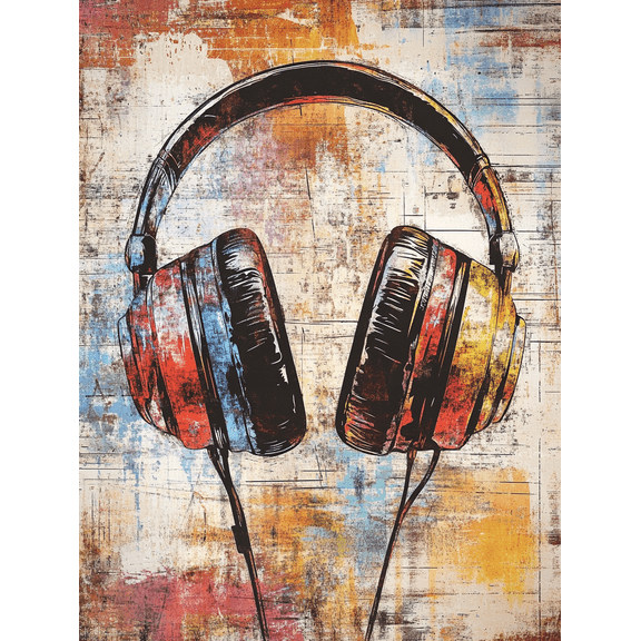Colorful Headphones Abstract Canvas Art Print Suitable for Living Room Bedroom Studio Apartment Dorm Room and Office Decoration.