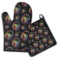 thumbnail image 1 of Colorful Headphones Games Black Pattern Kitchen Oven Mitt and Pot Holder Sets 2 Pcs for Baking, Cooking and Grilling, Heat Resistant Up To 392 °F, 1 of 7