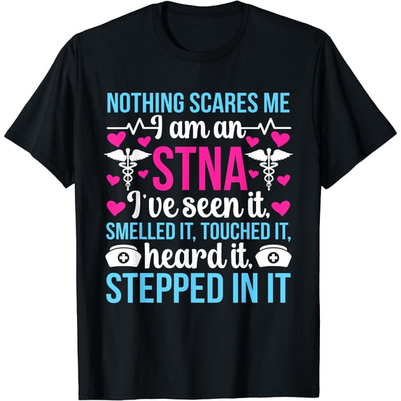 Colorful Healthcare Theme T-Shirt for STNA State Tested Nursing Assistants