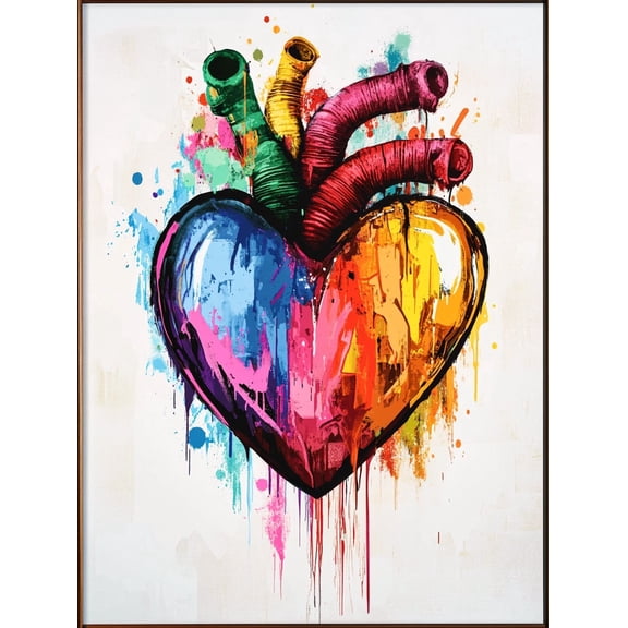 Colorful Heart Anatomy Canvas Print，Perfect for Living Room，Bedroom，Office，Dining Room and Hallway Decoration.
