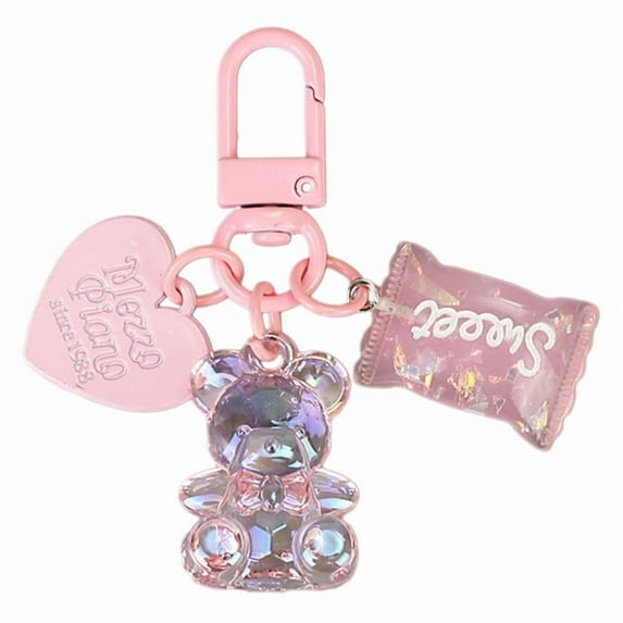 Yiran Colorful Heart Candy Keychain, Pink, 1 Pack
