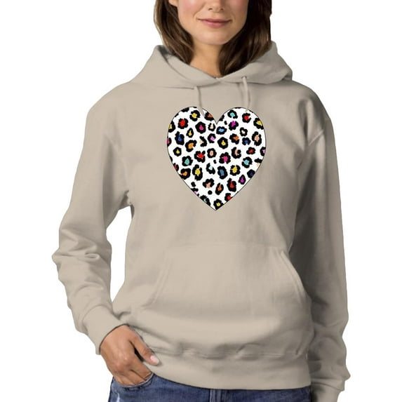 Colorful Heart Cheetah Print Hoodie Women -Image by Shutterstock, Female Large