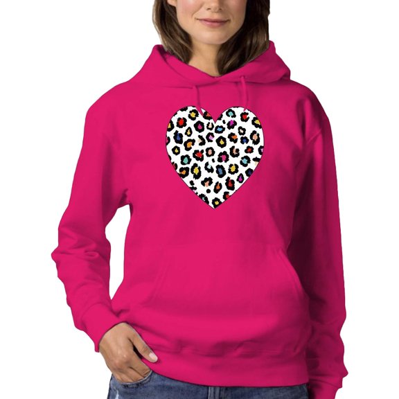 Colorful Heart Cheetah Print Hoodie Women -Image by Shutterstock, Female Small