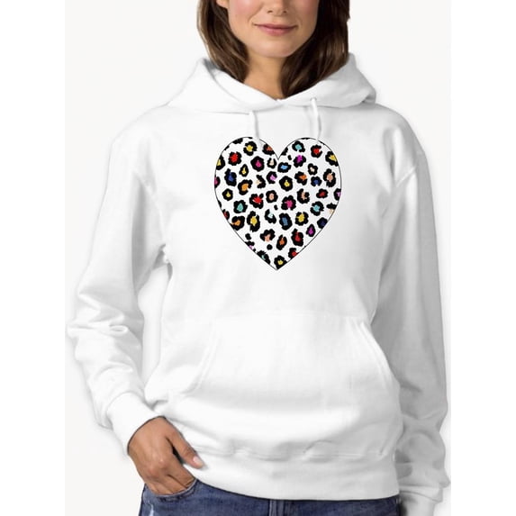 Colorful Heart Cheetah Print Hoodie Women -Image by Shutterstock, Female x-Large