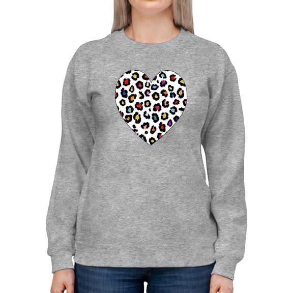 Colorful Heart Cheetah Print Sweatshirt Women -Image by Shutterstock, Female 5X-Large