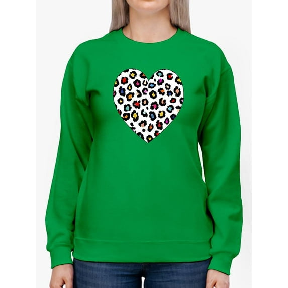 Colorful Heart Cheetah Print Sweatshirt Women -Image by Shutterstock, Female x-Large