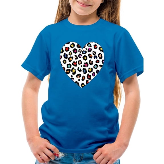 Colorful Heart Cheetah Print T-Shirt Juniors -Image by Shutterstock,  Large