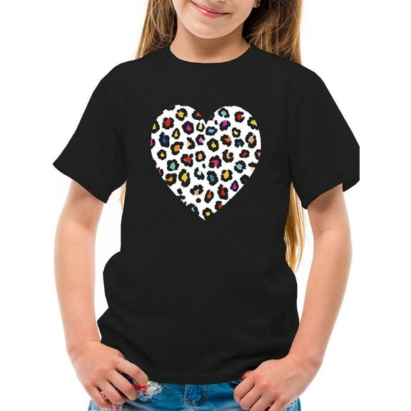 Colorful Heart Cheetah Print T-Shirt Juniors -Image by Shutterstock, Large