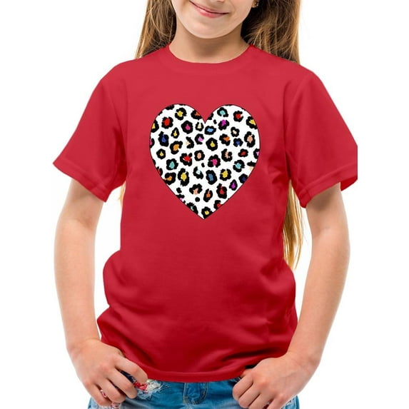 Colorful Heart Cheetah Print T-Shirt Juniors -Image by Shutterstock,  Medium