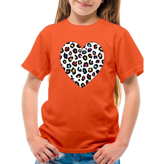 Colorful Heart Cheetah Print T-Shirt Juniors -Image by Shutterstock, Medium