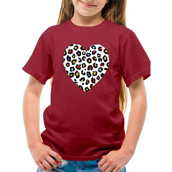 Colorful Heart Cheetah Print T-Shirt Juniors -Image by Shutterstock,  Small