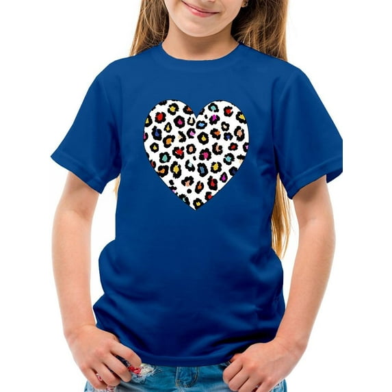 Colorful Heart Cheetah Print T-Shirt Juniors -Image by Shutterstock, x-Large