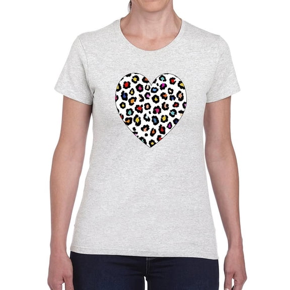 Colorful Heart Cheetah Print T-Shirt Women -Image by Shutterstock, Female Large