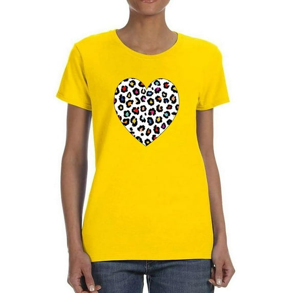 Colorful Heart Cheetah Print T-Shirt Women -Image by Shutterstock, Female Small