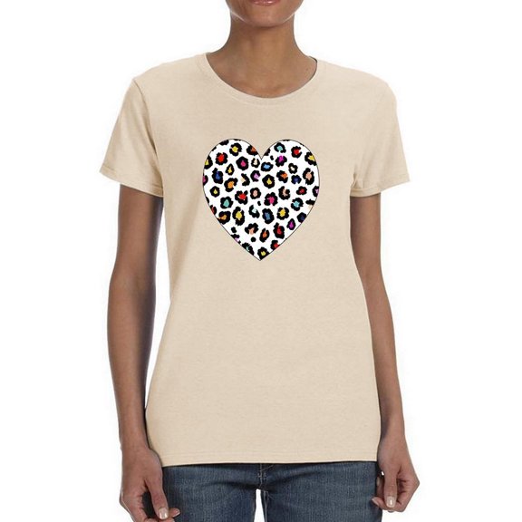 Colorful Heart Cheetah Print T-Shirt Women -Image by Shutterstock, Female Small