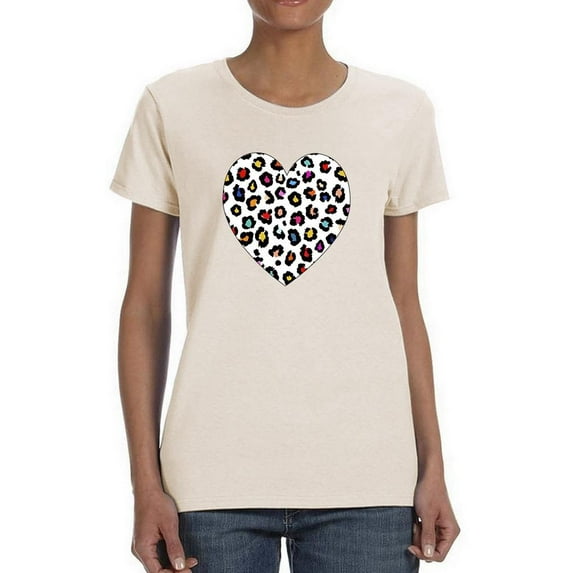 Colorful Heart Cheetah Print T-Shirt Women -Image by Shutterstock, Female x-Large