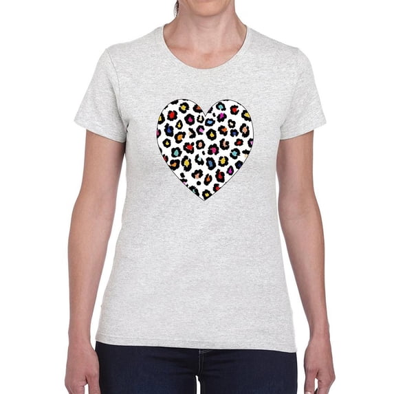 Colorful Heart Cheetah Print T-Shirt Women -Image by Shutterstock, Female x-Large
