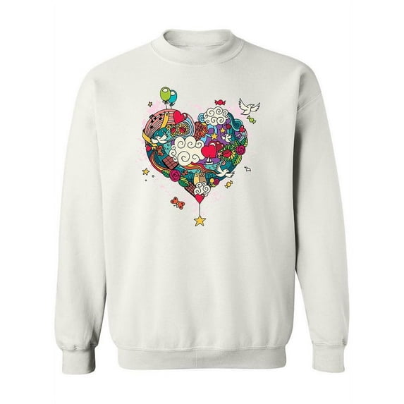 Colorful Heart Doodle Design Sweatshirt Women -Image by Shutterstock, Female 5X-Large