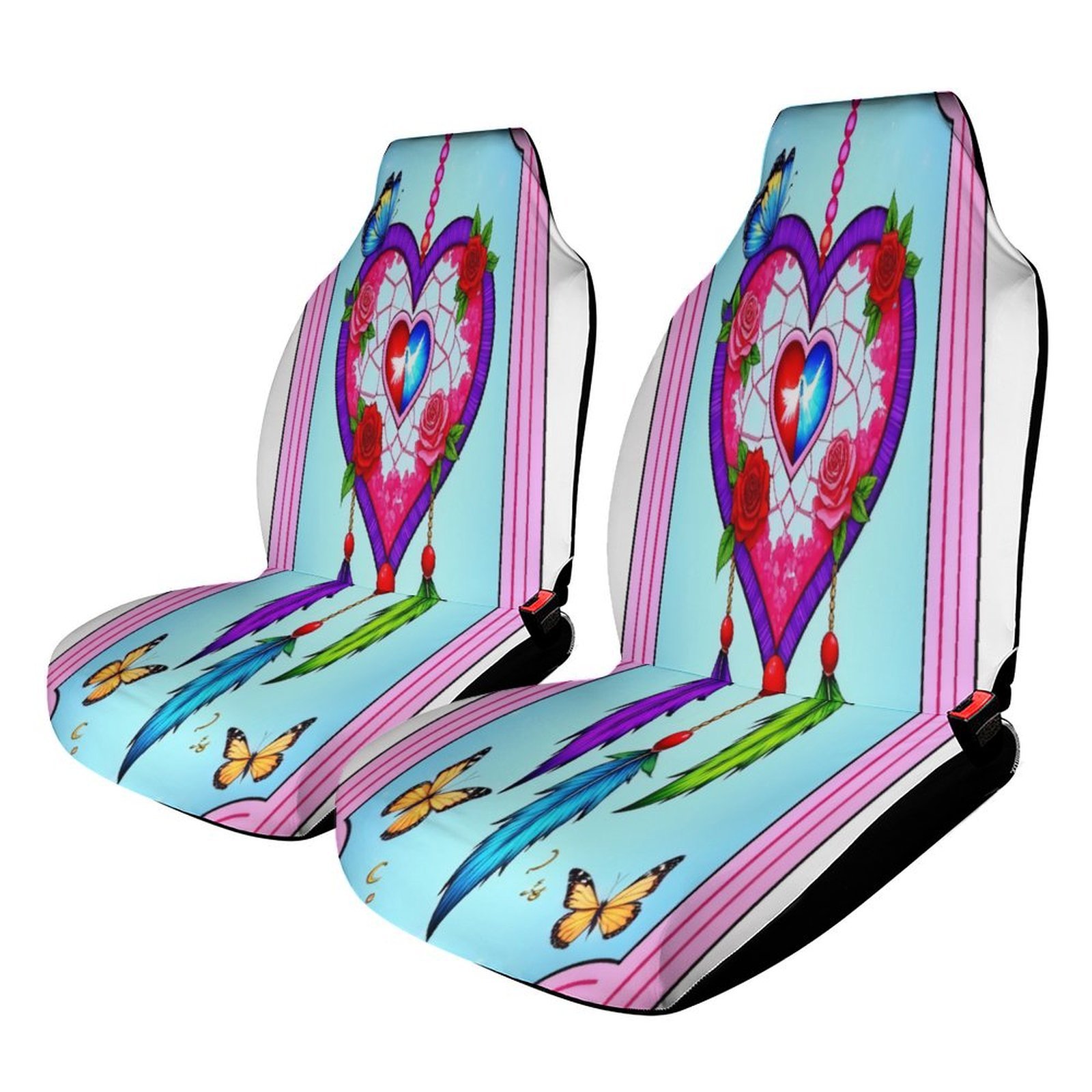 Colorful Heart Dreamcatcher Print Set of 2 Car Seat Covers Seat for ...