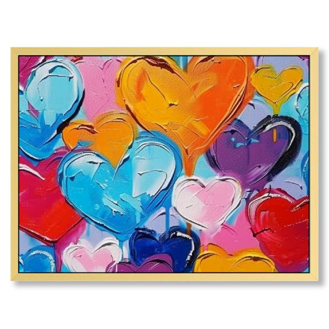Colorful Heart Graffiti Wall Art Handpainted Abstract Canvas Paintings