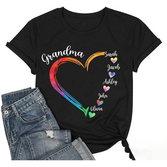 Colorful Heart Grandma Shirts for Women, Gifts for Grandma Mothers Day A0 T-Shirt