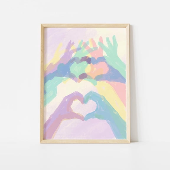 Colorful Heart Hands Unity Art Poster Unframed Paper Print