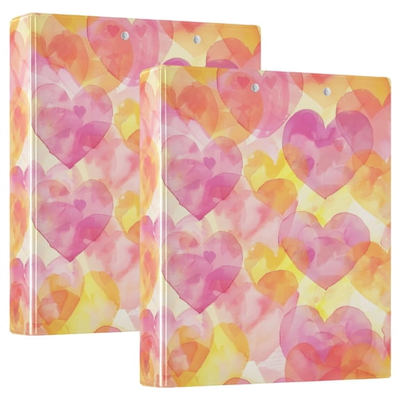 Colorful Heart Hardcover 3 Ring Binder 1.5 inch Round Rings with Interior Pockets Binders Organizer Office School 2 Pack
