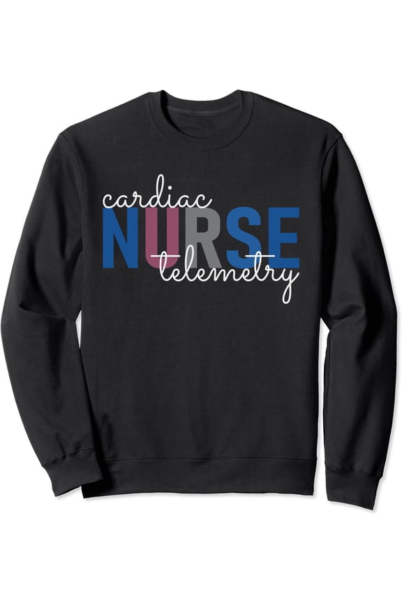 Colorful Heart Nursing Sweatshirt for Cardiac Telemetry Nurse Practitioners and PCU Nurses